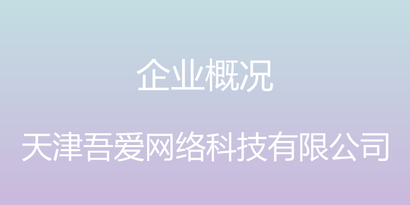 企业概况 - 天津吾爱网络科技有限公司