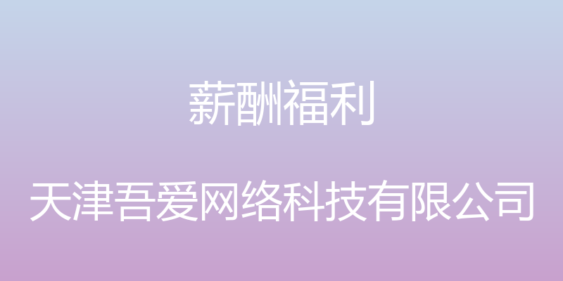 薪酬福利 - 天津吾爱网络科技有限公司